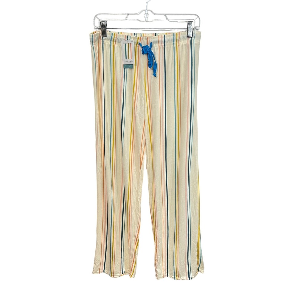 Hello Mello Lounge Pants Women M/L Cream Striped Havana Nights Lazy Daisy